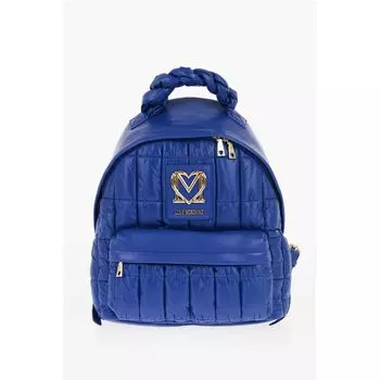 Стеганый нейлоновый рюкзак LOVE с отделкой из искусственной кожи Moschino, Blue