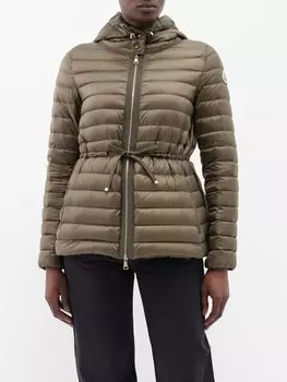 Стеганый пуховик faie со сборками на талии Moncler, коричневый