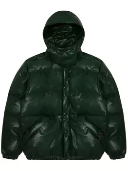 Стеганый пуховик из искусственной кожи AAPE BY *A BATHING APE, зеленый