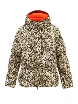 Стеганый пуховик parana с леопардовым принтом Moncler, коричневый