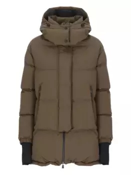 Стеганый пуховик с капюшоном Herno, коричневый