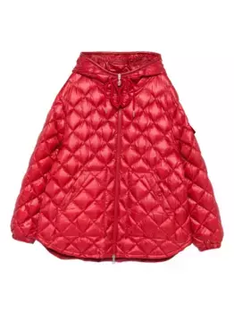 Стеганый пуховик с капюшоном MONCLER, красный