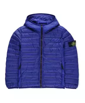 Стеганый пуховик с капюшоном Stone Island, синий