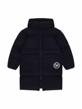 Стеганый пуховик с логотипом EMPORIO ARMANI, тёмно-синий
