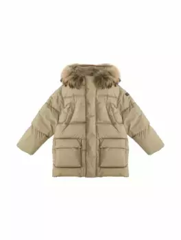 Стеганый пуховик с логотипом Il Gufo, бежевый