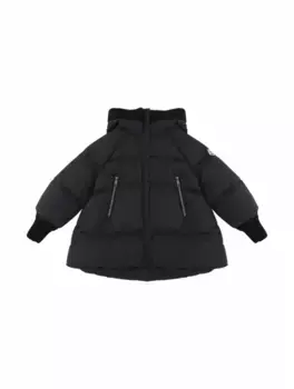 Стеганый пуховик с логотипом Moncler, черный