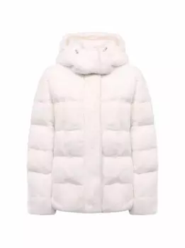 Стеганый пуховик с мехом норки Kiton, белый