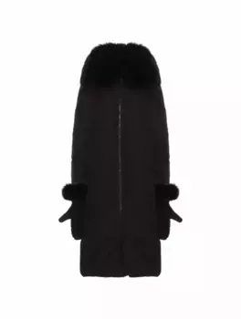 Стеганый пуховик с мехом Yves Salomon, черный