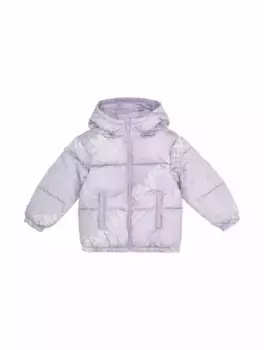 Стеганый пуховик с монограммой EMPORIO ARMANI, фиолетовый