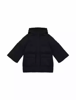 Стеганый пуховик с монограммой EMPORIO ARMANI, тёмно-синий