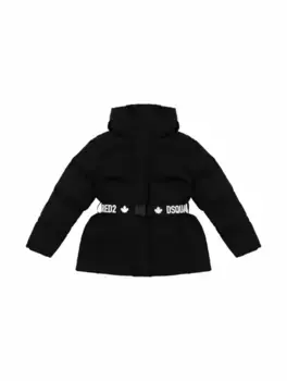 Стеганый пуховик с поясом Dsquared2, черный