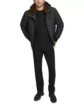 Стеганый пуховик с воротником из искусственного меха Andrew Marc Loxton, черный