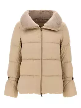 Стеганый пуховик с высоким воротником Herno, нейтральный
