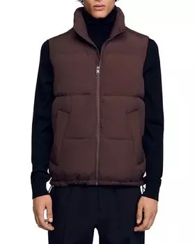 Стеганый пуховик Sandro, коричневый