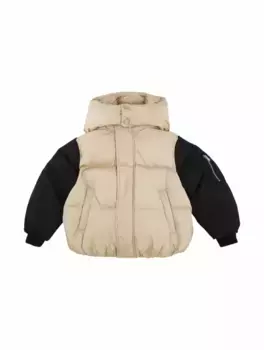 Стеганый пуховик в стиле колор-блок MM6 MAISON MARGIELA, бежевый