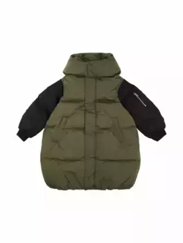 Стеганый пуховик в стиле колор-блок MM6 MAISON MARGIELA, зелёный