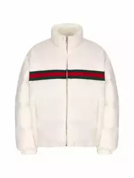Стеганый пуховик Web Gucci, белый