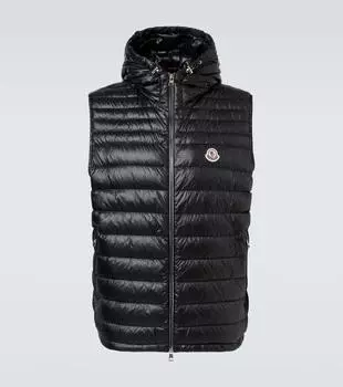Стеганый пуховый жилет Moncler, черный