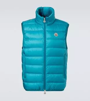 Стеганый пуховый жилет Moncler, Green Blue Slate