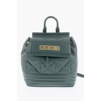 Стеганый рюкзак LOVE из искусственной кожи с металлическим золотистым логотипом Moschino, Green