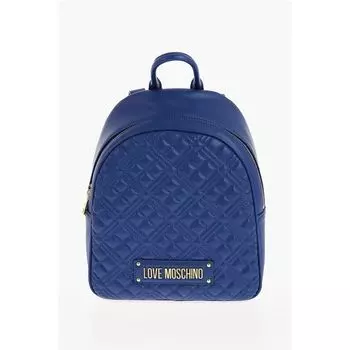 Стеганый рюкзак LOVE из искусственной кожи с золотым логотипом Moschino, Blue