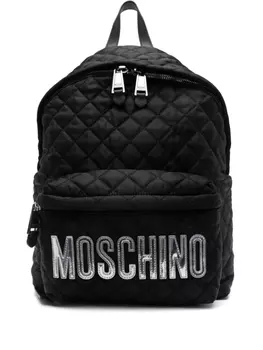 Стеганый рюкзак с логотипом Moschino, черный
