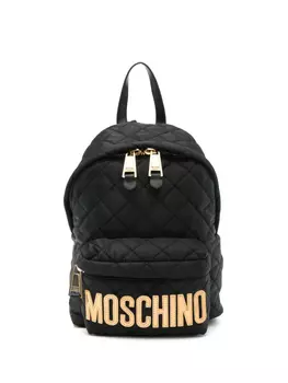 Стеганый рюкзак с логотипом Moschino, черный
