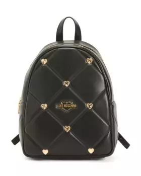 Стеганый рюкзак с заклепками-сердечками Love Moschino, черный