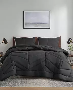Стеганый шеврон Remy, 2 шт. Комплект одеял, Twin/Twin XL Intelligent Design, серый