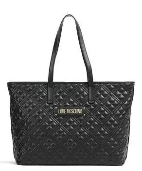 Стеганый шопер из искусственной кожи Love Moschino, черный