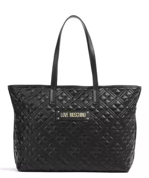 Стеганый шопер из искусственной кожи Love Moschino, черный
