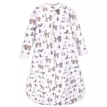 Стеганый спальный мешок премиум-класса с длинными рукавами и носимое одеяло Hudson для маленьких девочек, зимний лес, 2 шт. Hudson Baby