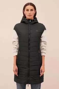 Стеганый свитер с капюшоном и длинным кроем без рукавов Armani Exchange, черный