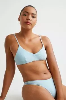 Стеганый топ бикини H&amp;M, голубой/блеск