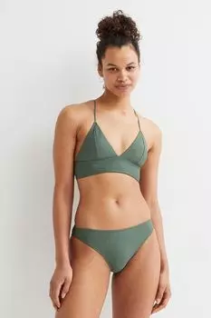 Стеганый топ бикини H&amp;M, хаки зеленый