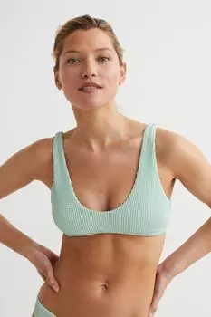 Стеганый топ бикини H&amp;M, мятно-зеленый