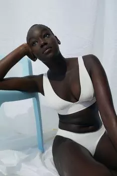 Стеганый топ бикини H&amp;M, натуральный белый