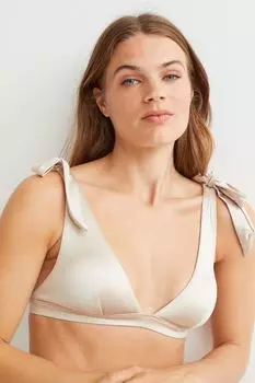Стеганый топ бикини H&amp;M, светло-бежевый