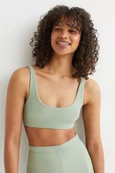Стеганый топ бикини H&amp;M, светло-зеленый хаки