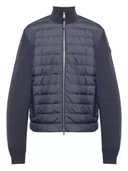 Стеганый трикотажный кардиган со вставками MONCLER, синий