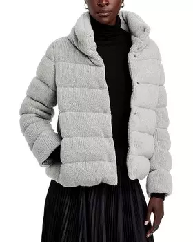 Стеганый вязаный бомбер Herno, серый