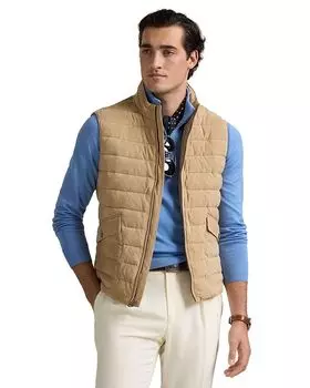 Стеганый замшевый жилет Polo Ralph Lauren, коричневый/бежевый