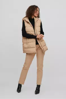 Стеганый женский жилет Vila, бежевый