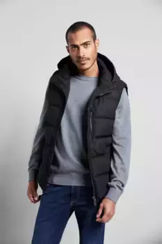 Стеганый жилет bugatti со съемным капюшоном, черный