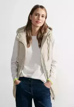 Стеганый жилет Cecil с кулиской на воротнике, бежевый