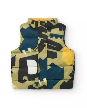 Стеганый жилет для мальчика с принтом Tuc tuc, зеленый