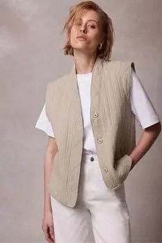 Стеганый жилет из хлопка Mint Velvet, бежевый