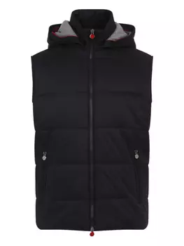 Стеганый жилет Kiton с капюшоном, черный