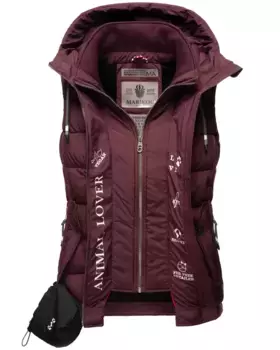 Стеганый жилет Marikoo "Тайсаа" с мешочком для лакомств, цвет Weinrot