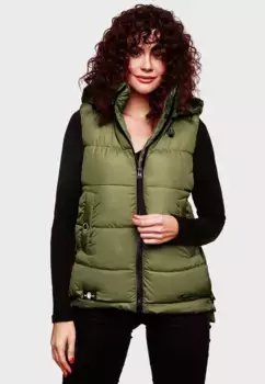 Стеганый жилет Marikoo "Заринаа" с четырьмя боковыми карманами, зеленый